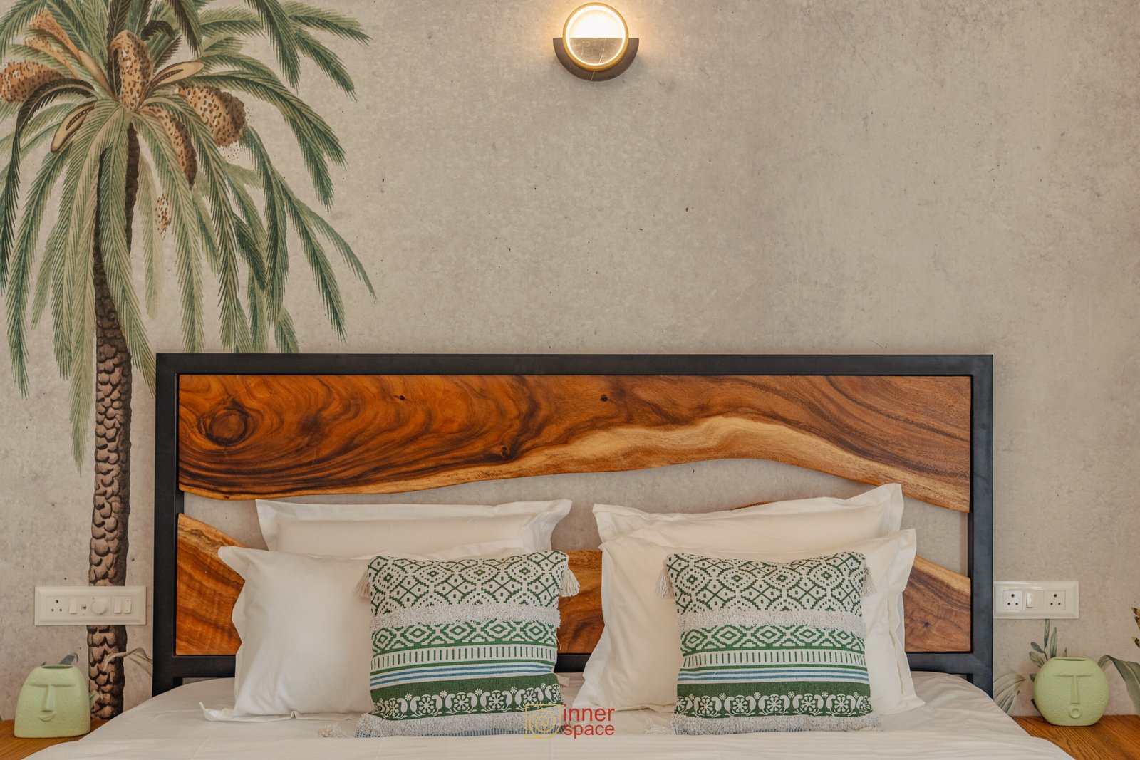 live-edge African Walnut Headboard